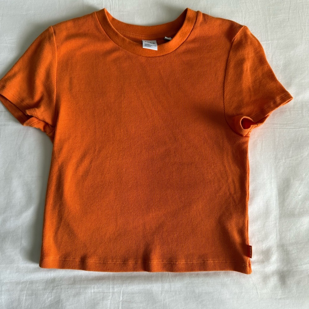 Aritzia TNA Orange Homestretch Crop Tee.